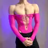 Lencería Sexy Loubey con Pedrería Strapless Uniforme Sexy Body de Malla Hueca Atractivo Tentación Talla Grande