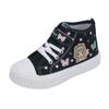 Tenis Negros para Niños 2024 Otoño Nuevos Estilo Coreano para Niñas de Caña Alta con Cordones Zapatos Casuales Clásicos Tenis de Lona para Niños