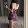Ropa Interior Sexy Noche Dorada Deseo Puro Perspectiva Malla Encaje Camisón Sexy Tirantes Internos Qqny Camisón Escote en V Profundo