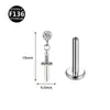 Aleación de Titanio G23 0.9 Dientes Colgante Microincrustado Circonita Varilla de Fondo Plano Pendientes de Rosca Interna Corazón de Melocotón Estrella Pendientes para Piercing