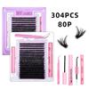 320 racimos 16 filas pestañas postizas falsas DIY transfronterizas 4 piezas pinzas removedor de pegamento 50P60P80P100P cabello comercio exterior