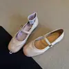Zapatos planos retro estilo francés de punta fina para mujer, nueva colección otoño 2026, punta redonda, suela plana, zapatos Mary Jane rosas con diseño de una sola tira
