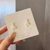 Pendientes de plata S925 con forma de cruz de Corea del Sur, elegantes y ligeros, con perlas francesas y nicho de lujo.