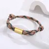 Europa y Estados Unidos transfronterizos nuevo cordón de cuerda para paraguas tejido a mano pulsera de acero inoxidable joyería para hombres y mujeres cuerda de mano venta al por mayor soporte para grabado