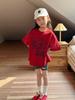 2025 Verano Nuevo Estilo Coreano Ropa para Niños Camiseta de Cuello Redondo con Letras para Niñas Camiseta de Manga Corta con Cuello Redondo para Bebé Top