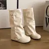 Botas punk de salto alto para mulheres 2026, novo design estiloso para baixinhas, botas bootcut que emagrecem e aumentam a altura