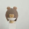 Chapéu de lã para bebê urso fofo com abafadores de ouvido infantil de inverno espesso quente chapéu de tricô estilo coreano chapéu de bebê
