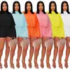 C7432 Moda Transfronteriza Aliexpress Amazon Moda Europea y Americana Moda Femenina Casual Plisado Color Sólido Mono Corto Nuevo