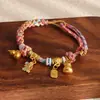Tienda de Oro Mismo Estilo Cuerda Trenzada de Calabaza Pulsera de Hilo Mariposa Esmalte Cuentas de Transferencia Dorada Pulsera de Cuentas