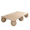Mesa de centro baja de travertino color hueso para sala de estar, mesa de té de arte wabi-sabi, mesa de té de piedra para espacio comercial, hecha a medida en formas únicas