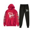 Traje deportivo informal con capucha y estampado de una pieza para hombre, ropa deportiva de dos piezas