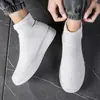 Calcetines de otoño para hombre, zapatos de malla transpirable, de caña alta, informales, con plataforma de un solo pedal, zapatillas voladoras