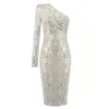 Comercio Exterior Transfronterizo Ropa Europea y Americana de un Hombro Cuello Bardot Apretado al Pecho Moda Lentejuelas Nightclub Vestido de Noche Sexy para Mujer Vestido