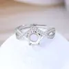 Anel Vazio para Montagem Anel de Prata Esterlina S925 Redondo 6.3mm Douyin Kuaishou Transmissão ao Vivo Estilo Cool Linha Strass Coroa Feito à Mão DIY