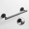 Juego de Barra para Toallas de Acero Inoxidable Transfronterizo Anillo para Toallas Portarrollos de Papel Negro Jabonera Gancho para Abrigos Juego de Ferretería para Baño