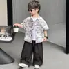 Conjunto de Camisa de Verano Estilo Coreano para Niños 2026, Delgado de Manga Corta para Niños, Atuendo de Verano de Dos Piezas Elegante y Moderno para Bebés