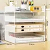 Suporte para Armazenamento de Arquivos Prateleira de Mesa de Escritório Porta-Arquivos Caixa de Armazenamento de Arquivos Organizador de Pastas de Mesa Escritório
