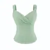 Top de tirantes de malla con volantes, escote en V y estampado de cruces moradas para mujer, Top de Primavera/Verano