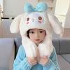 Bufanda Conejo Rojo de Internet Gorro Integrado Lindo Tono Shake Mismo Estilo Niños Otoño e Invierno Bebé Niños y Niñas Cálido Grueso Gorro Bufanda