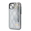 Adecuado para iPhone 15 Funda de Cuero con Pulsera de Anillo 15Pro Moda Cuero Patrón Ondulado Funda Totalmente Cubierta Resistente a Caídas