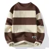 Venda quente transfronteiriça Vendas diretas da fábrica Suéter de gola redonda estampado novo Outono e inverno Suéter de malha básico masculino
