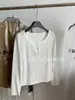 22,3% Algodão Gola Henley Botão Escondido Ombro Direito Camiseta Básica para Mulheres Estilo Coreano Fio Interno Manga Longa Tendência Outono e Inverno 2025