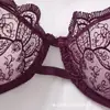 Conjunto de lencería sexy de encaje bordado europeo y americano, ligero y transparente, sujetador push-up para bustos pequeños con tanga, conjunto de dos piezas