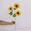 Flor de girasol artificial individual para decoración de sala de estar en casa, accesorio de decoración floral para bodas, flor artificial, venta al por mayor de flores artificiales