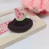Chapéu de Palha de Lã Crochê Feito à Mão de 6cm, Mini Chapéu Multicolorido com Acessórios Bordados de Frutas, Novos Acessórios