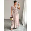 Vestido Largo Francés de Cuello en V Ceñido a la Cintura Estilo Europeo y Americano Vestido Elegante Nuevo Estilo 2026