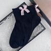 Meias com Laço para Mulheres Primavera e Verão Meias Finas de Renda Estilo Ballet Meninas Respiráveis Série Miu Meias 100% Algodão para Mulheres
