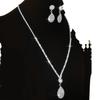 Nueva joyería de moda, collar de diamantes de cristal, pendientes de tres piezas, joyería nupcial europea y americana, traje de combinación creativa