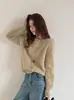 26 Outono Novo Estilo Feminino Seda Caxemira Escovado Estilo Coreano Cor Sólida Gola Redonda Manga Longa Casual Versátil Para Ir ao Trabalho Suéter de Tricô