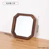 Espejo con Marco Octagonal de Madera Estilo Medieval, Superficie de Espejo de Alta Definición de Madera Maciza Engrosada, Espejo de Maquillaje de Estilo Retro de Doble Uso para Escritorio y Pared