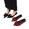 Zapatos Elegantes de Tacón Fino de Una Sola Capa Zapatos de Mujer Primavera Nuevos Gamuza Dulce Puntiagudos con Lazo Tacón Bajo Boca Poco Profunda