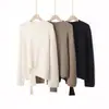 Nuevo Suéter de Cachemira para Mujer Otoño 2026, Suéter Básico de Punto Pullover Cuello Redondo, Suéter Versátil con Dobladillo Anudado
