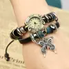 Joyería Popular de Venta Caliente Europea y Americana, Pulsera Retro de Cuero de Vaca, Reloj Digital, Accesorios Decorativos Versátiles de Aleación con Mariposa para Hombres y Mujeres