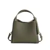 Bolsa de Ombro Transversal Feminina de Couro Genuíno Versátil Fashion Grande Capacidade Couro de Vaca High-end Bolsa Cesta de Piquenique Balde Portátil