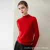 Suéter 100% Caxemira Pura Feminino Gola Meia Alta Espesso Moda Base Suéter Outono e Inverno Novo Estilo Fio Mesclado Tricô Estilo Estrangeiro