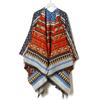 Capa de fotos de viaje, chal grande para mujer, otoño e invierno, protector solar, bufanda con capucha, chaqueta de punto étnica roja
