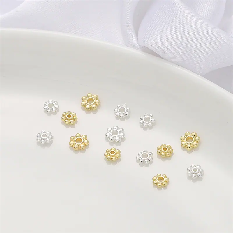 18K包金保色雪花隔珠片diy手工饰品配件手链项链首饰花托散