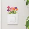 Fun-Kg215 Acuarela Tulipán Brillante Dormitorio Sala de Estar Entrada Interruptor Pegatina Decoración Embellecimiento Autoadhesivo Removible