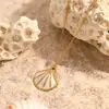 Colar de aço inoxidável mais vendido transfronteiriço, personalizado e simples, série oceano concha gota de óleo banhado a ouro 18K feminino