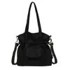 Bolsa Estilo Coreano para Mujer 2024 Nuevo Color Sólido Gran Capacidad Bolso Tote de Hombro Nicho Versátil Bolsa Cubo con Cordón de Nylon