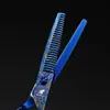 Tijeras Planas de 6.0 pulgadas con Patrón Damasco Azul Tijeras de Peluquería Tijeras para Cortar el Cabello