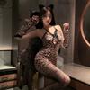 Sexy Encaje Puro Leopardo Bolso Cadera Falda Sling Pecho Pequeño Leopardo Grande Chica Camisón Traje Lencería