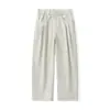 Pantalones rectos plisados retro G-stone para hombre, cintura elástica en la espalda, corte holgado moderno, color liso, pantalones casuales largos hasta el suelo