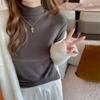 Camisa básica de cuello semialto de terciopelo micro-mide para mujer, nueva camiseta interior de cuello medio que se puede usar al aire libre, camiseta de manga larga de otoño e invierno