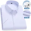 Camisas Masculinas 100% Algodão, Camisas Listradas Azuis de Alta Qualidade, Camisas que Não Amassam, Camisas Casuais de Negócios Masculinas de Alta Qualidade, Tamanhos Grandes
