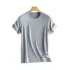 Camiseta deportiva básica de manga corta para hombre, de algodón de fibra larga, suave, holgada, sencilla, blanca y negra, informal, para negocios.